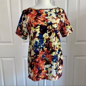 Isani for Target Orange Abstract Floral Blouse Top